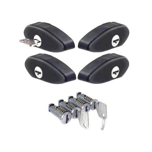 4 Diebstahlsichere Endkappen CRUZ Airo + 4 Diebstahlsichere Schlüsselschlösser